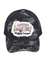 Hat - Happy Camper Patch Pony (Blk Camo)