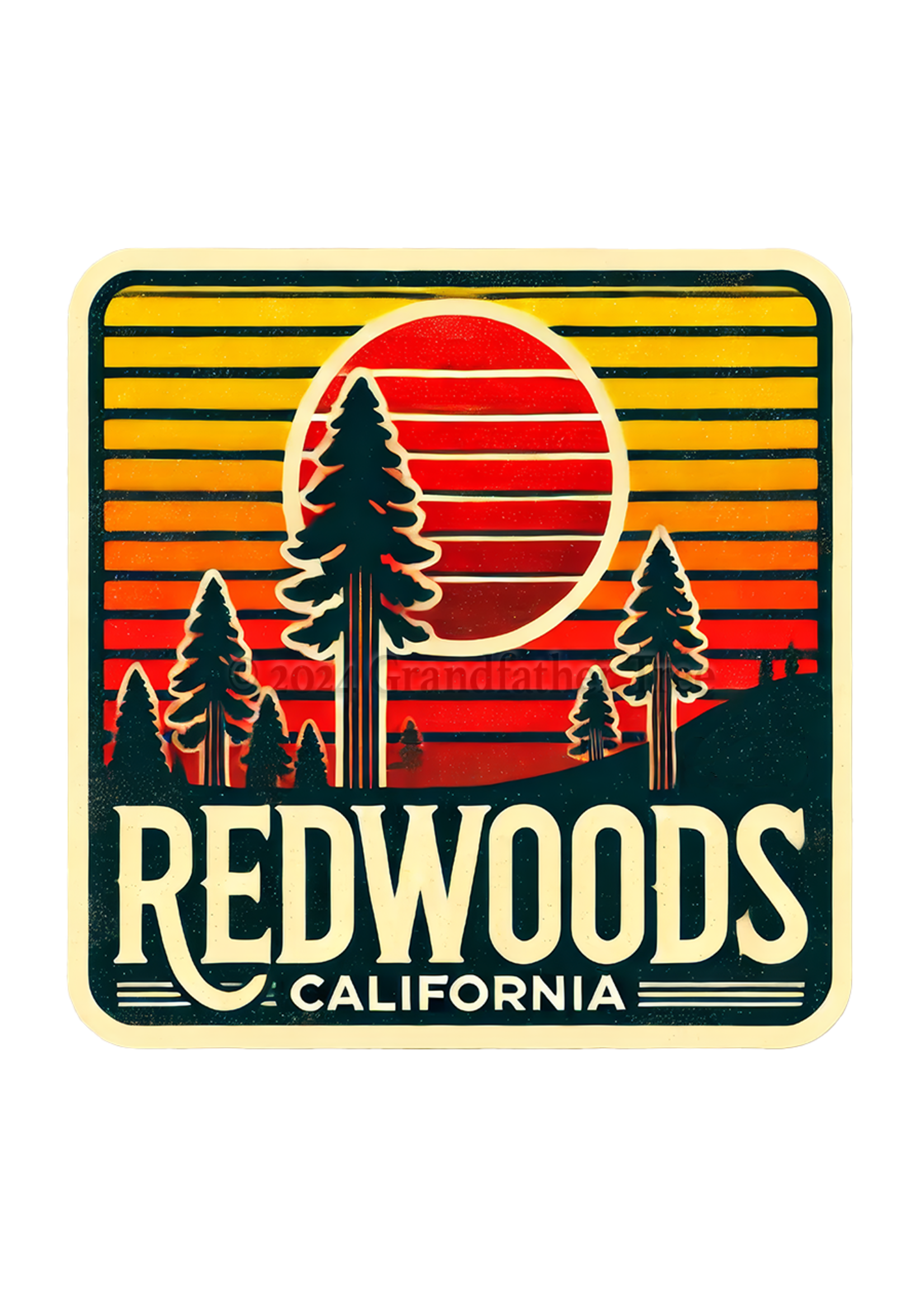 Sticker (Redwoods Retro Sunset)