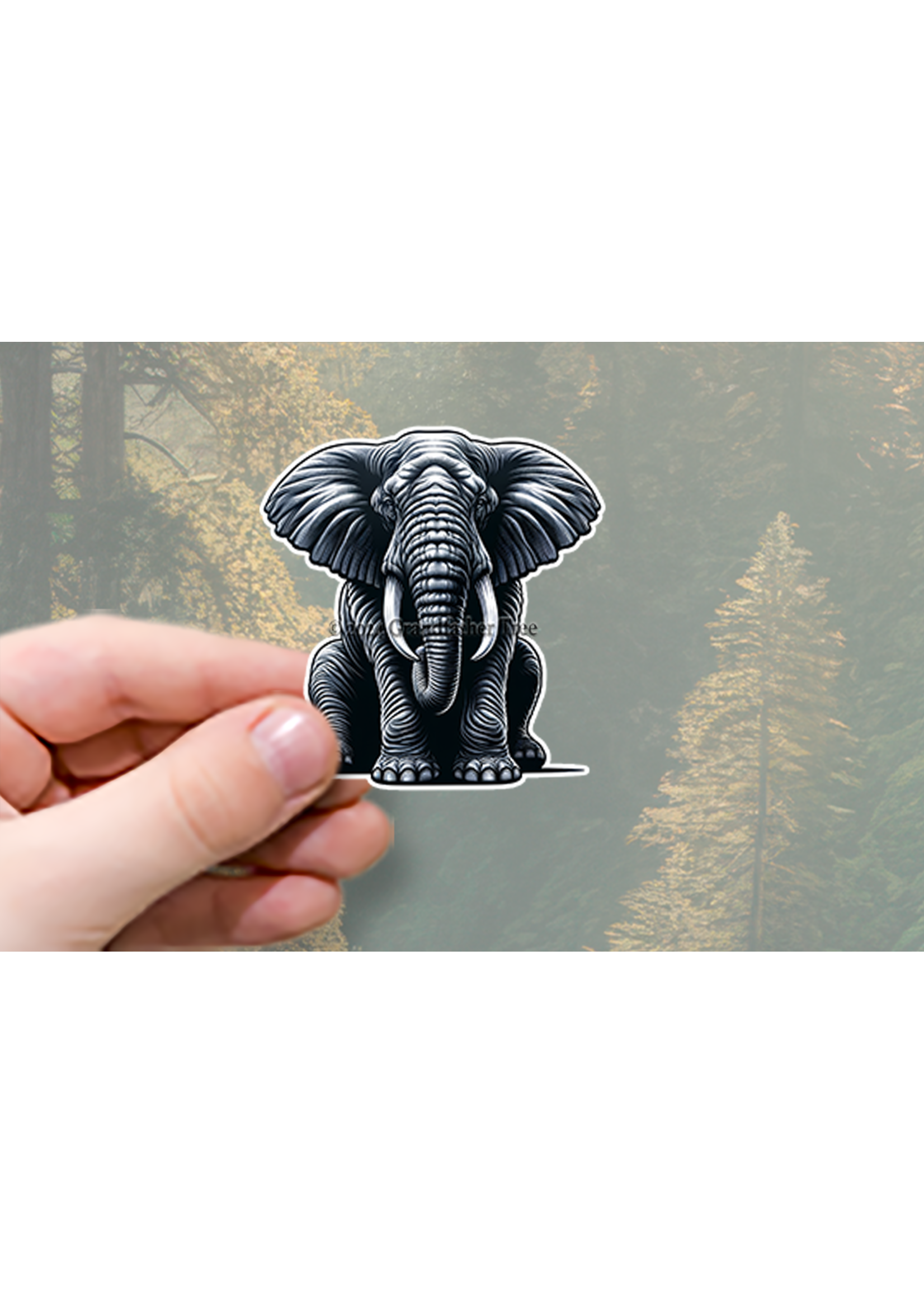 Sticker (Elephant Sitting) 2"