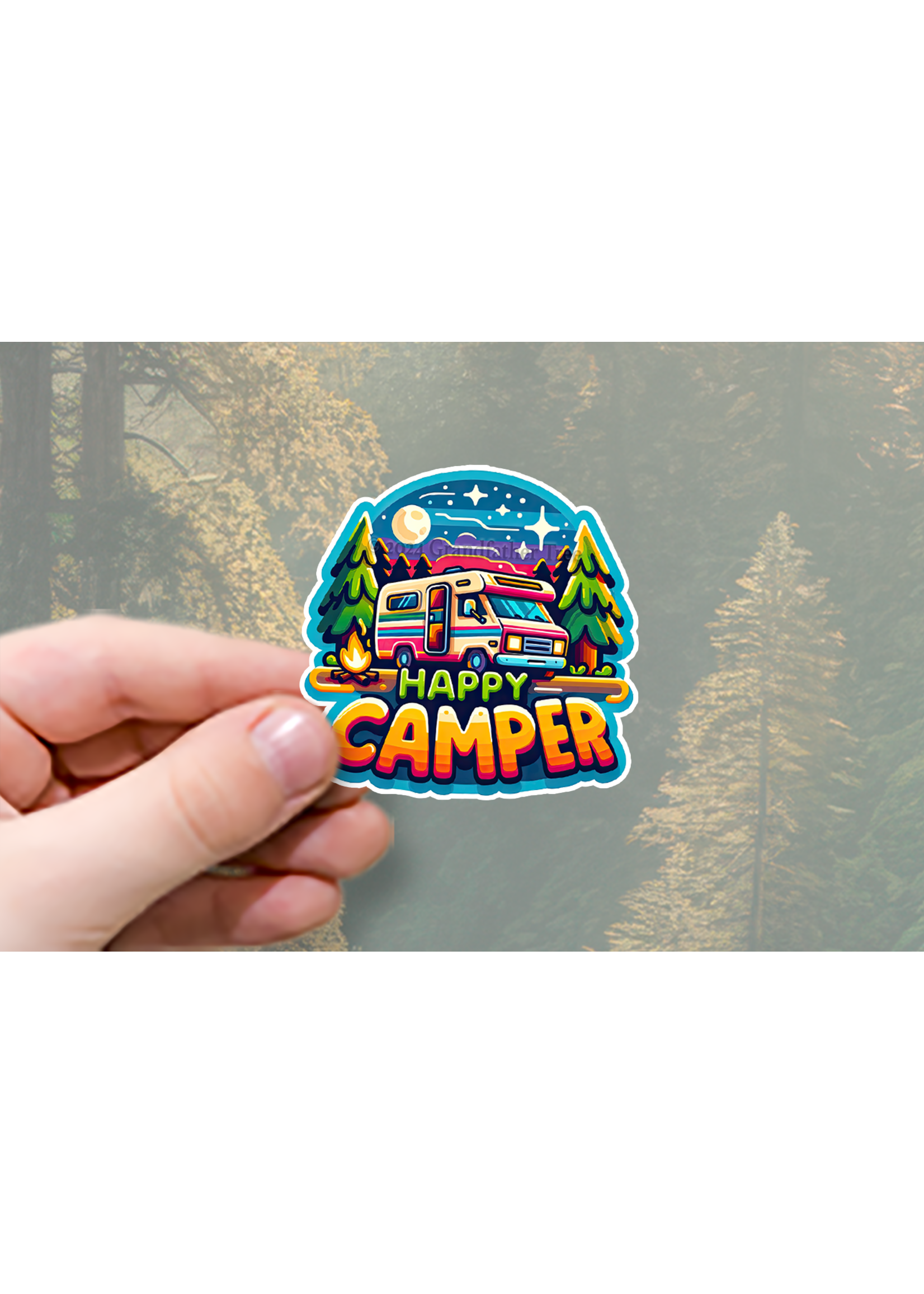 Sticker (Happy Camper - RV) 2"