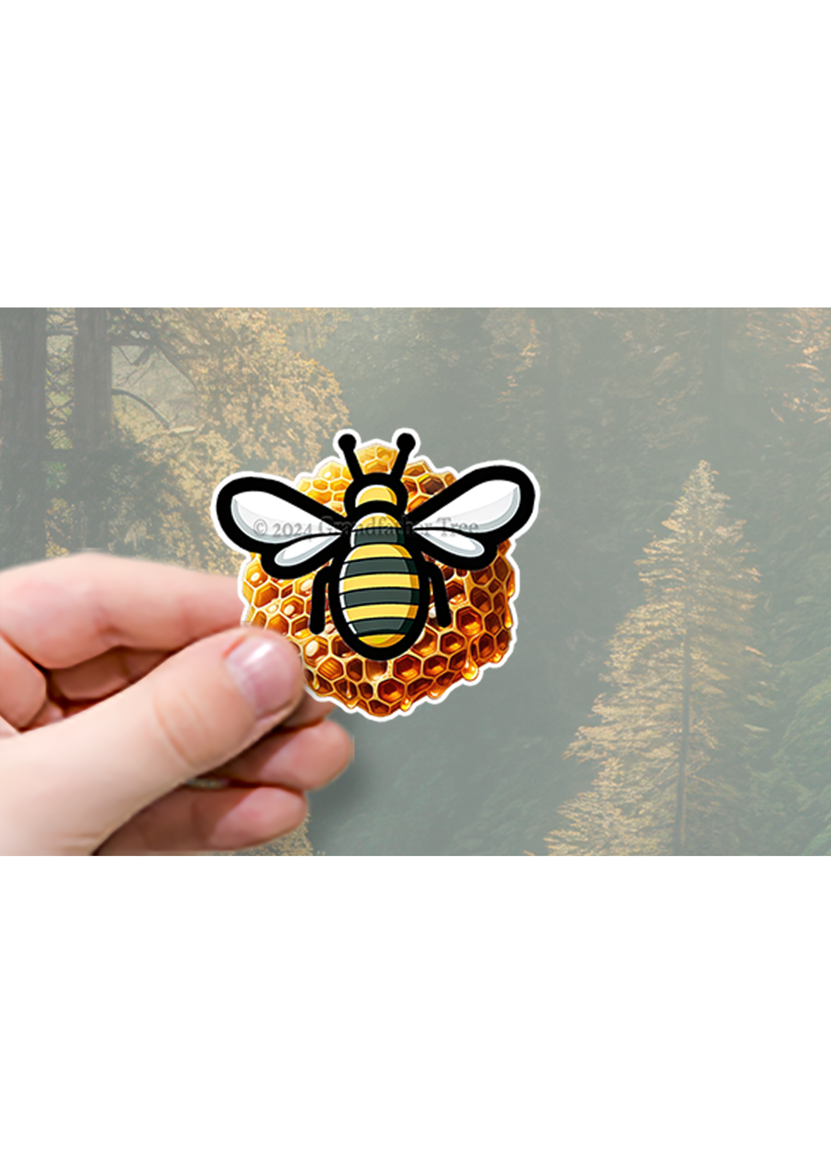 Sticker (Honey Bee on Comb) 2"