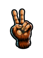 Sticker (Bigfoot Peace Sign) 2"