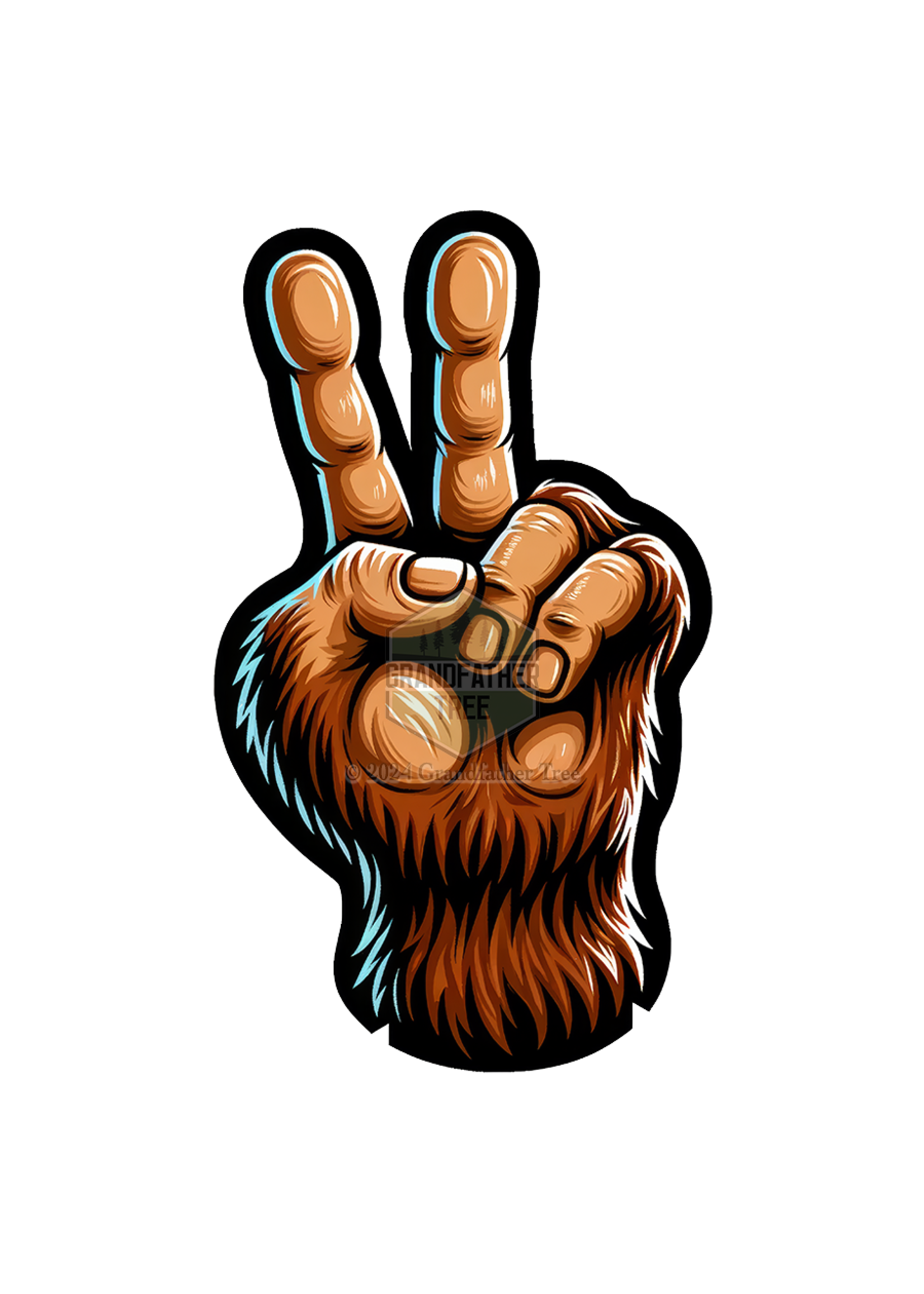 Sticker (Bigfoot Peace Sign) 2"