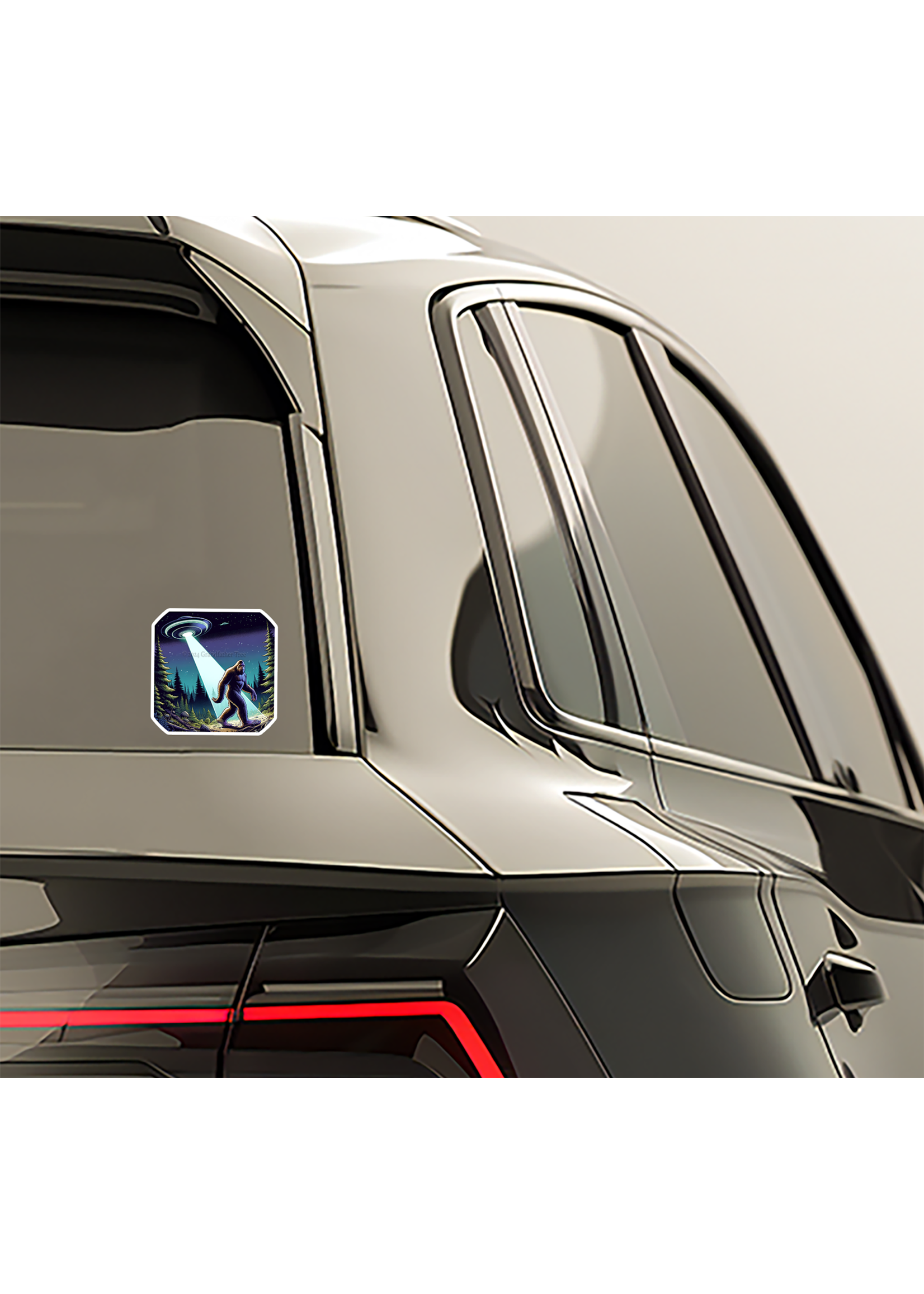 Sticker (Bigfoot with UFO) 2"