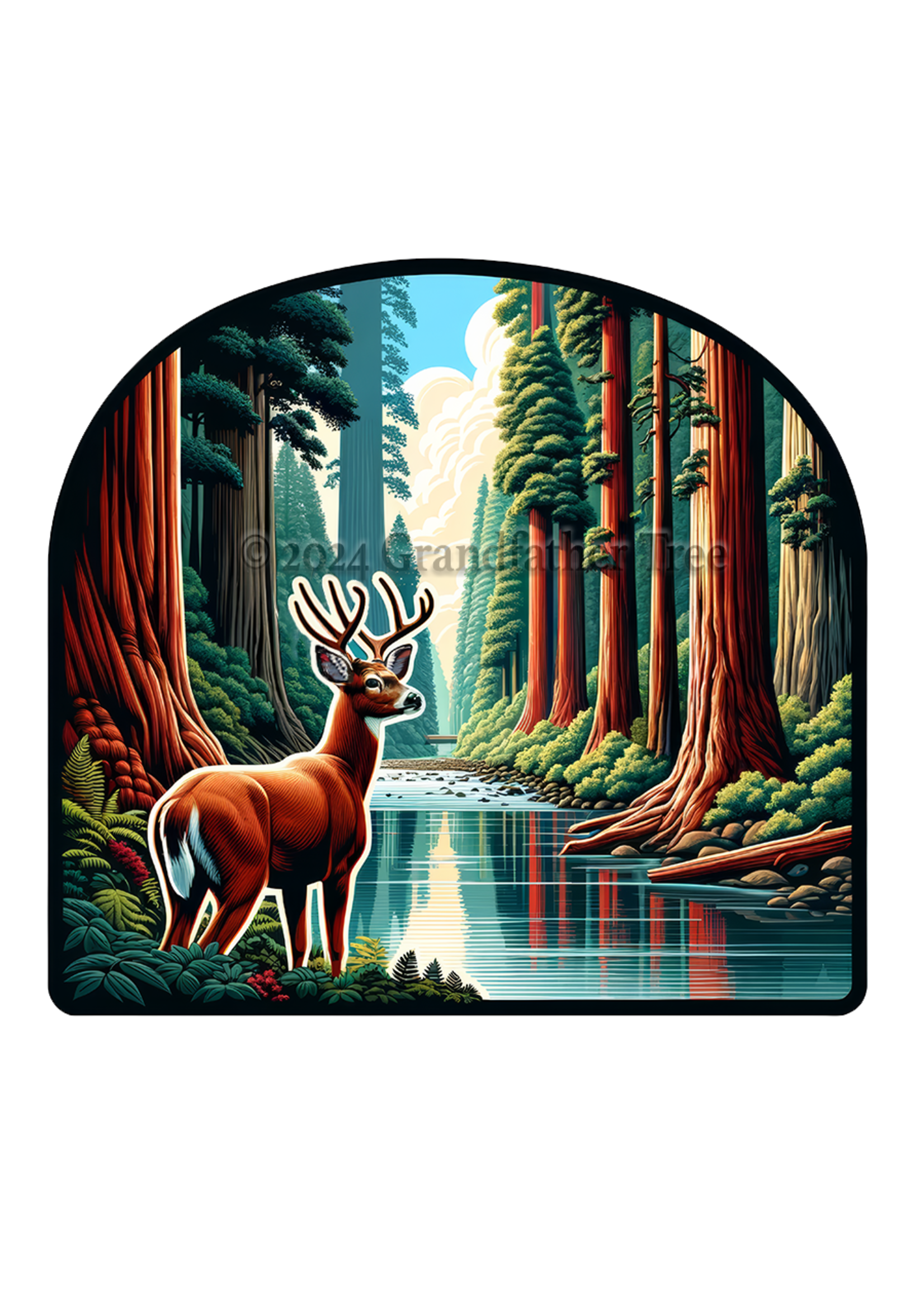 Sticker (Buck at River) 2"