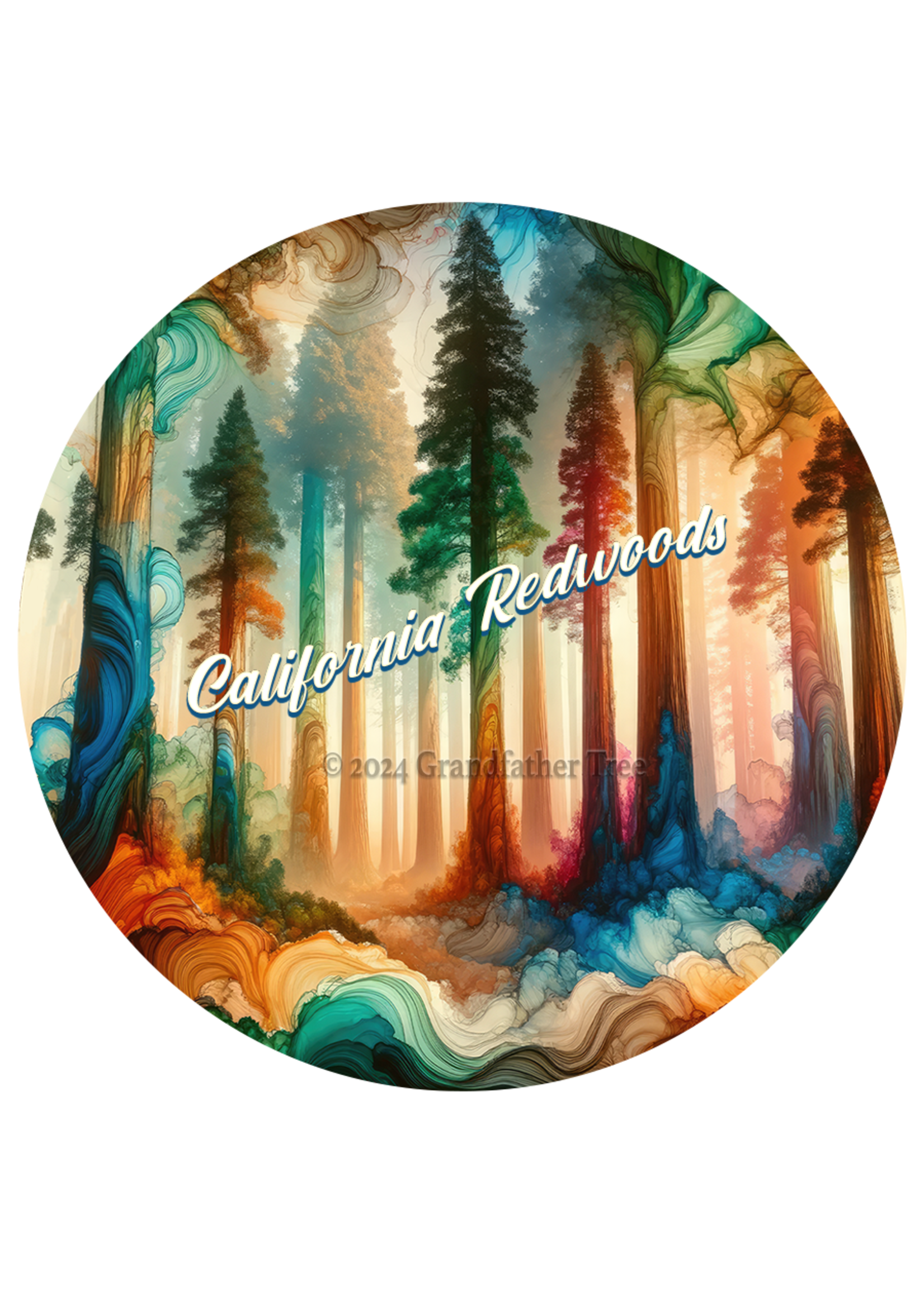 Sticker (Cali Redwoods Watercolor) 3"