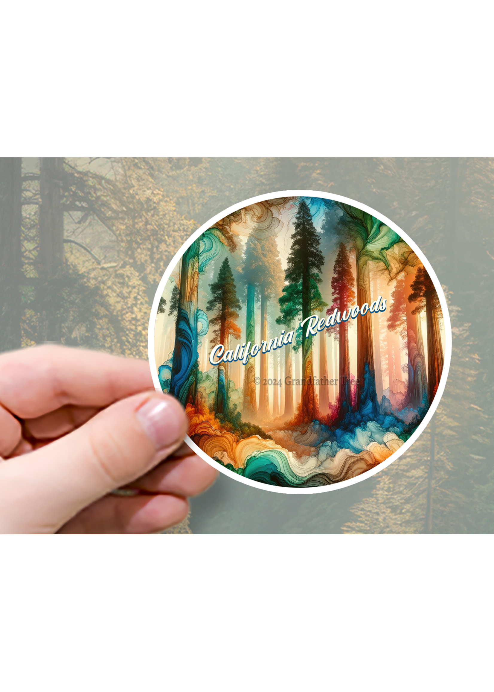 Sticker (Cali Redwoods Watercolor) 3"