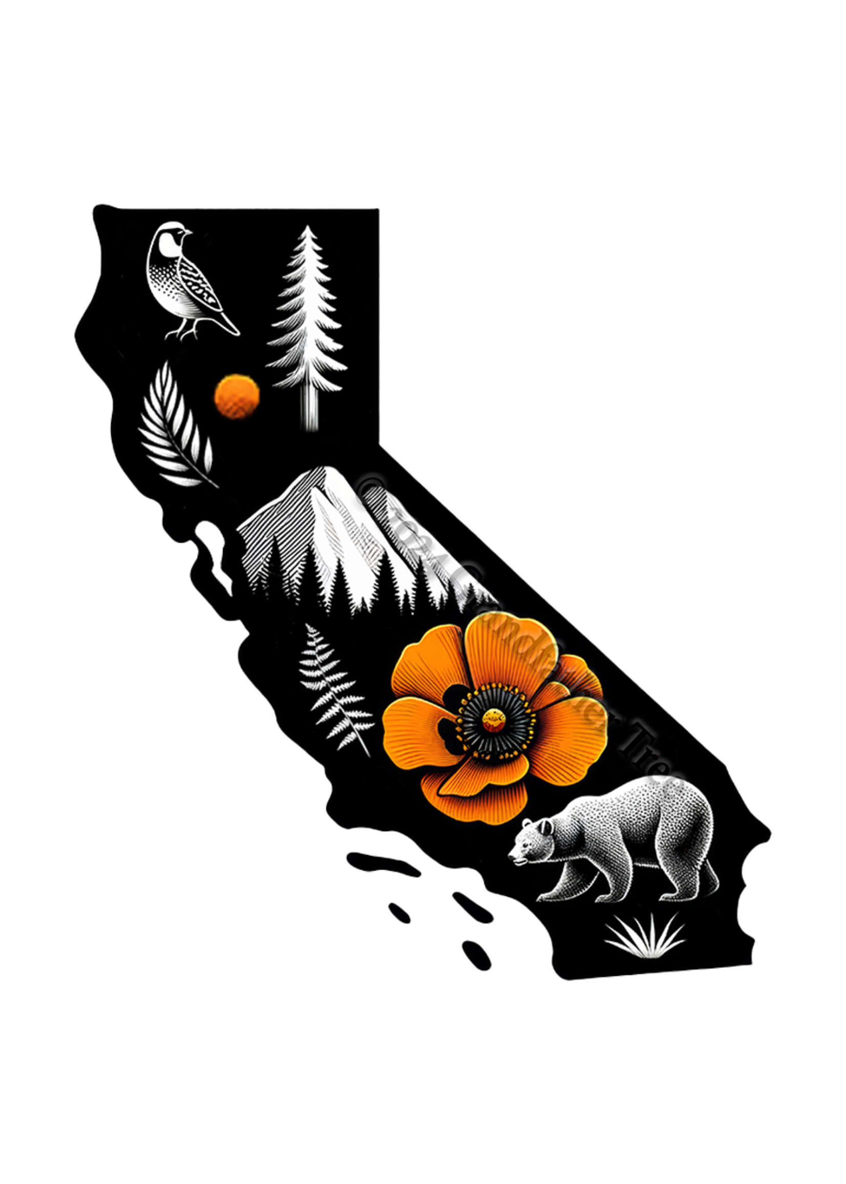 Sticker (California State Icons) 2"