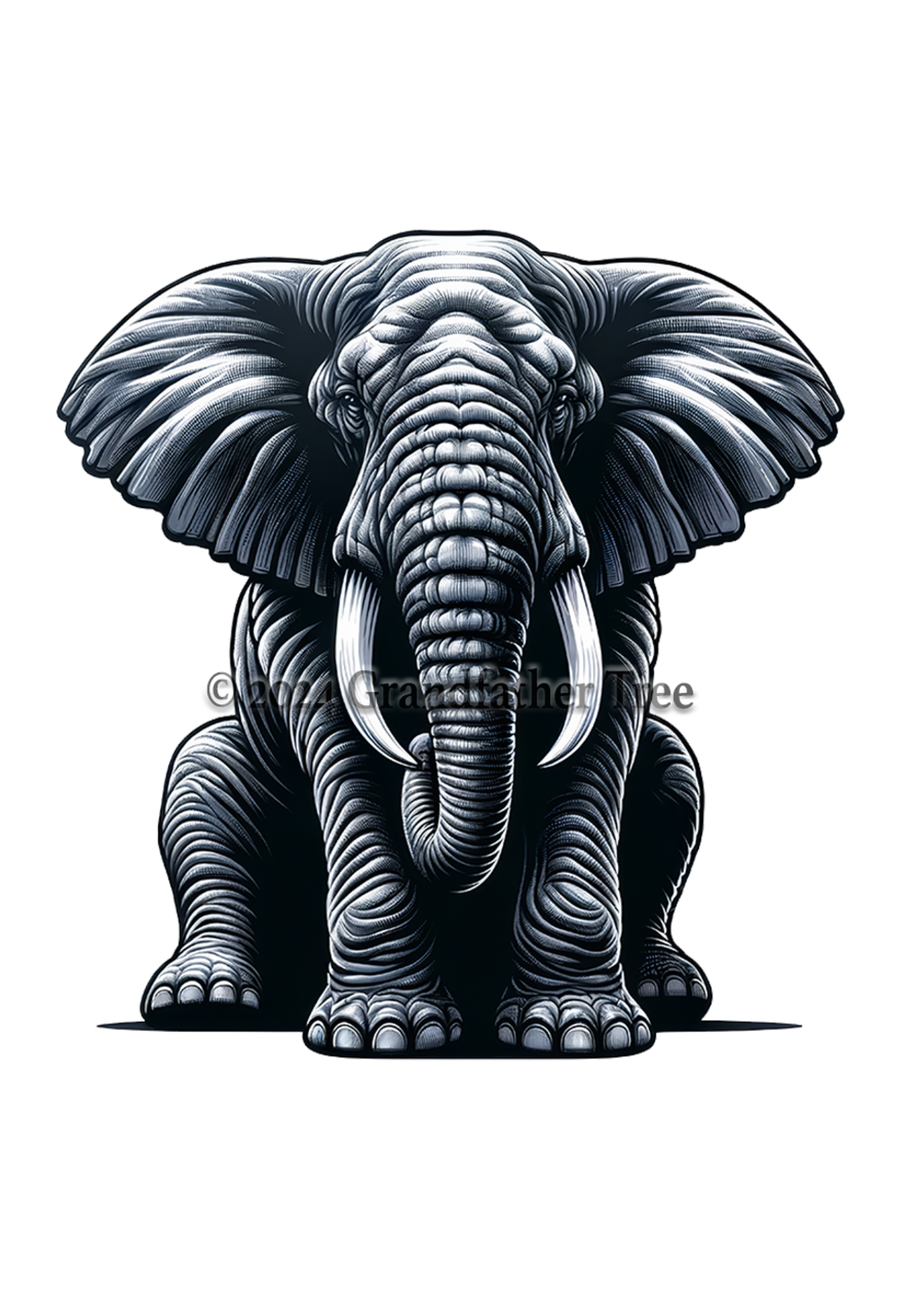 Sticker (Elephant Sitting) 2"