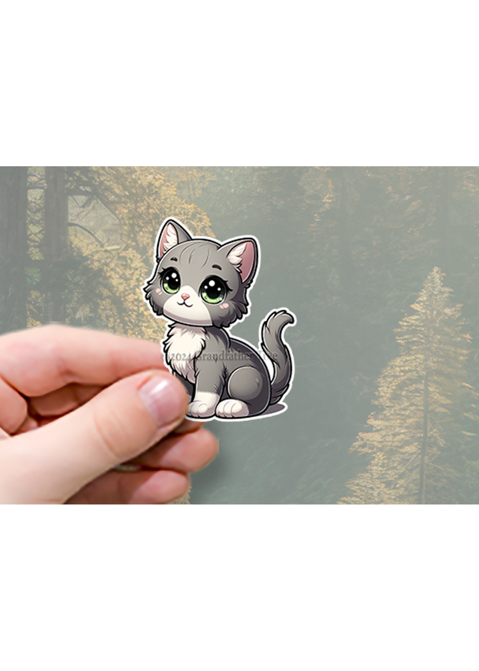 Sticker (Gray Kitten) 2"
