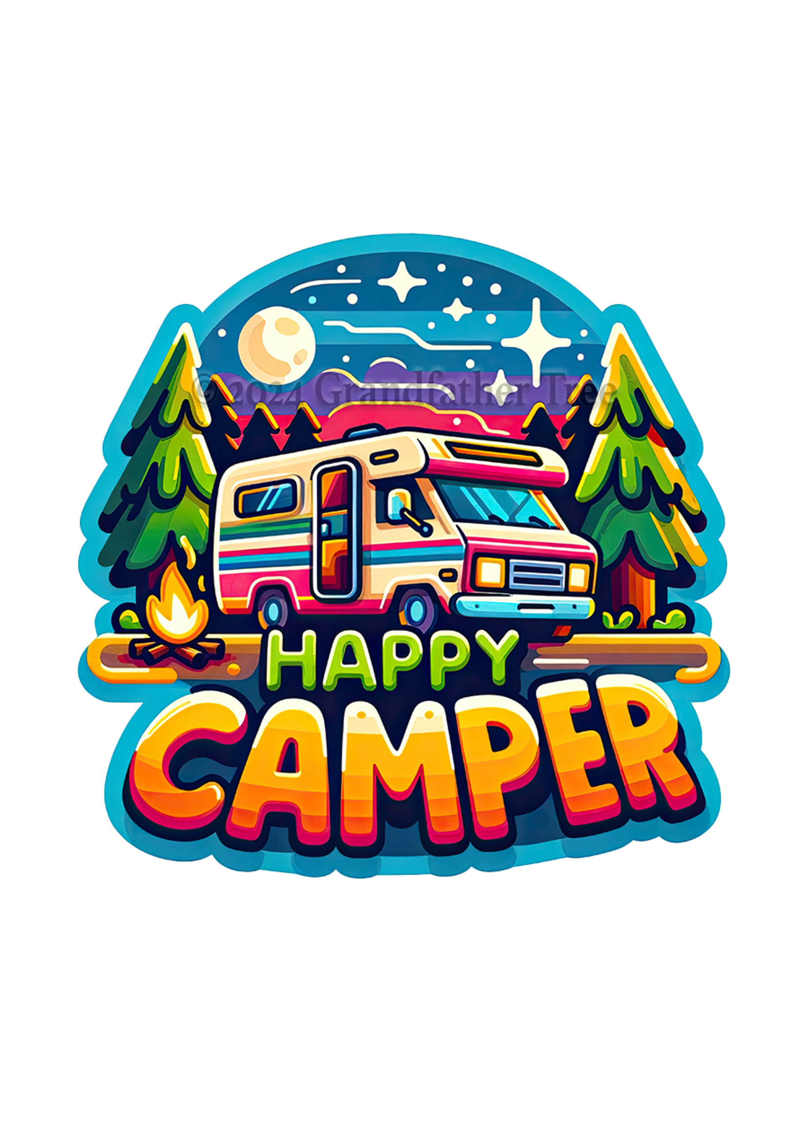Sticker (Happy Camper - RV) 2"