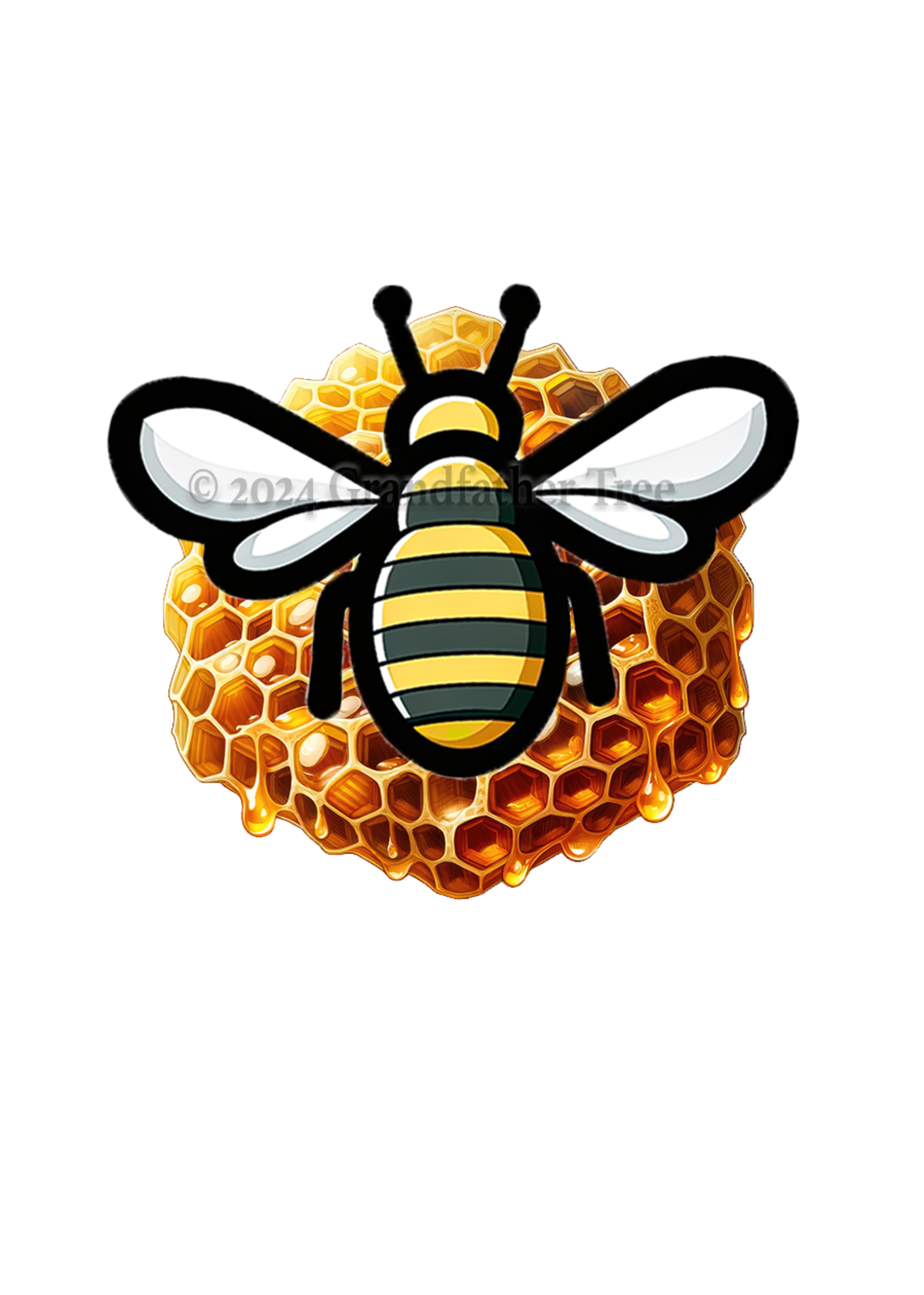 Sticker (Honey Bee on Comb) 2"