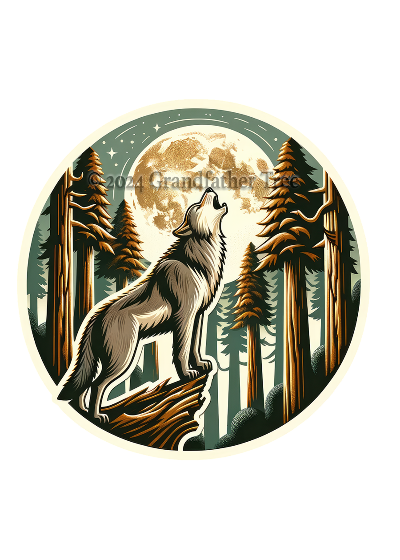 Sticker (Howling Wolf) 2"