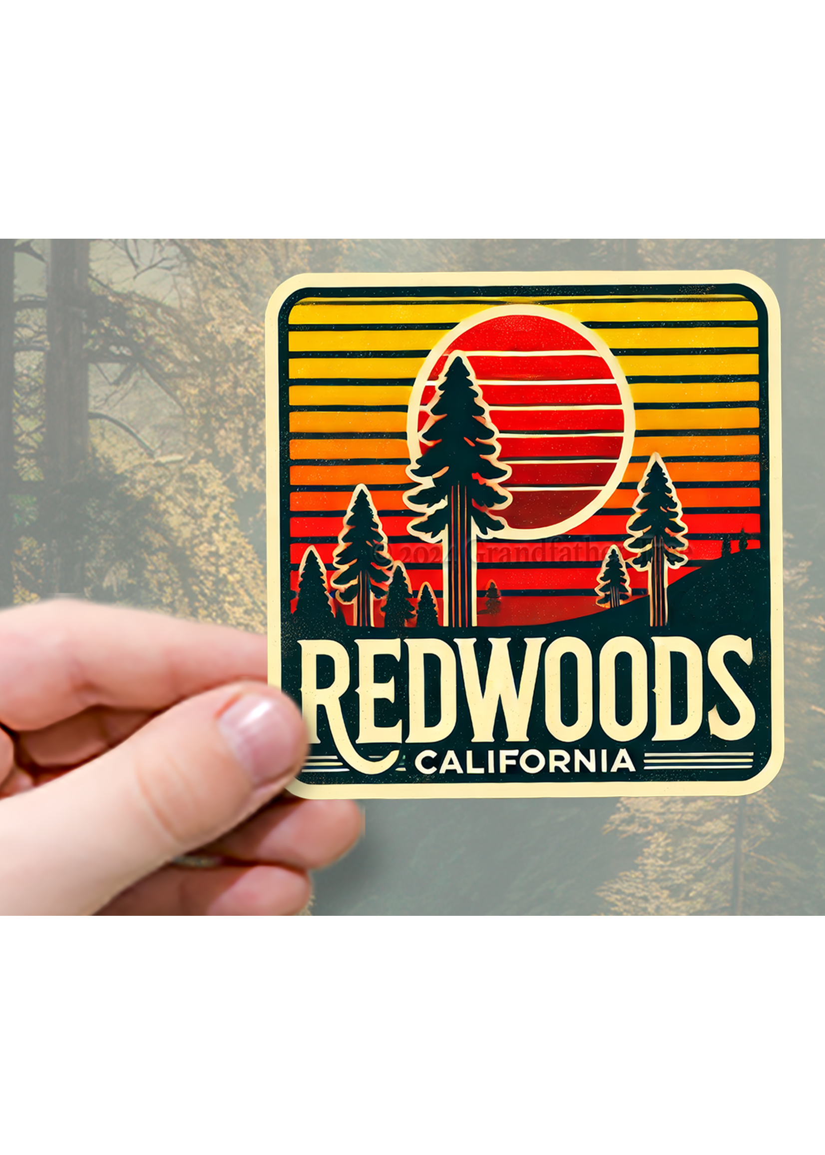 Sticker (Redwoods Retro Sunset)