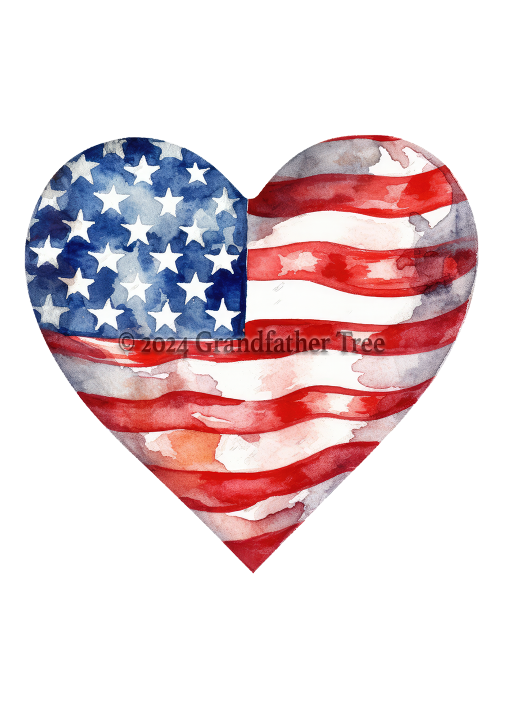 Sticker (US Flag Heart) 2”