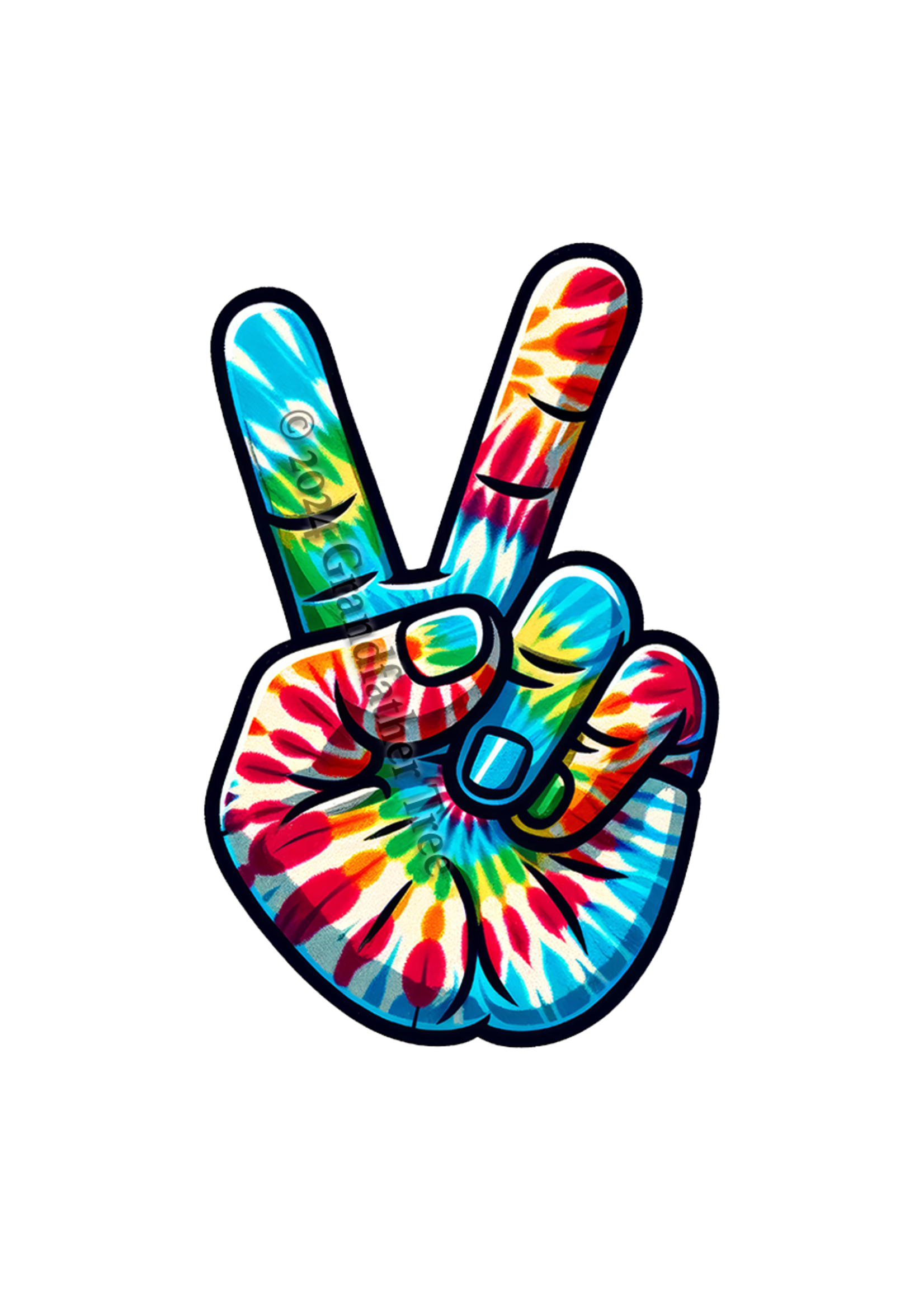 Sticker (Tie Dye Peace Sign) 2"