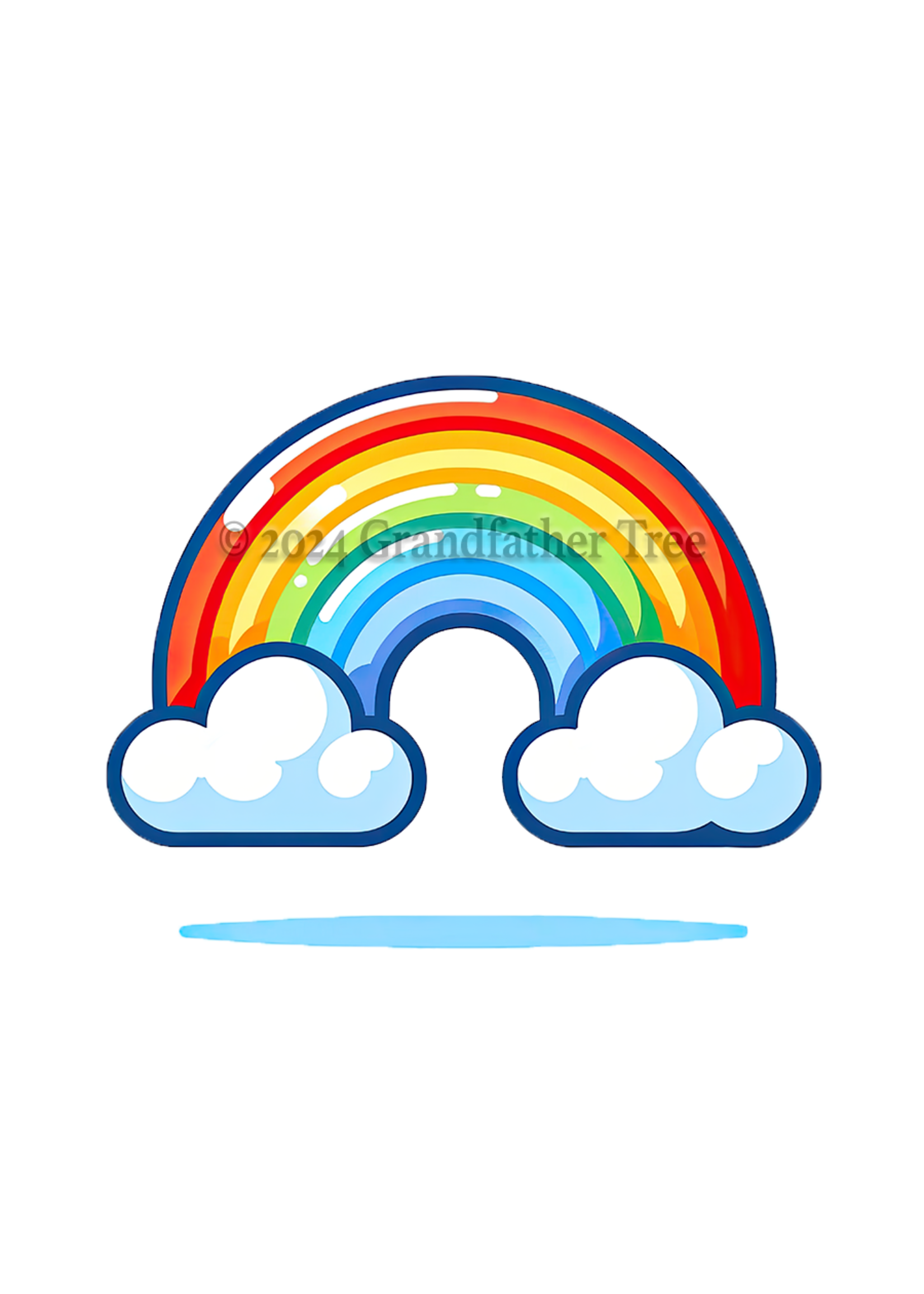 Sticker (Rainbow w/ Clouds) 2"