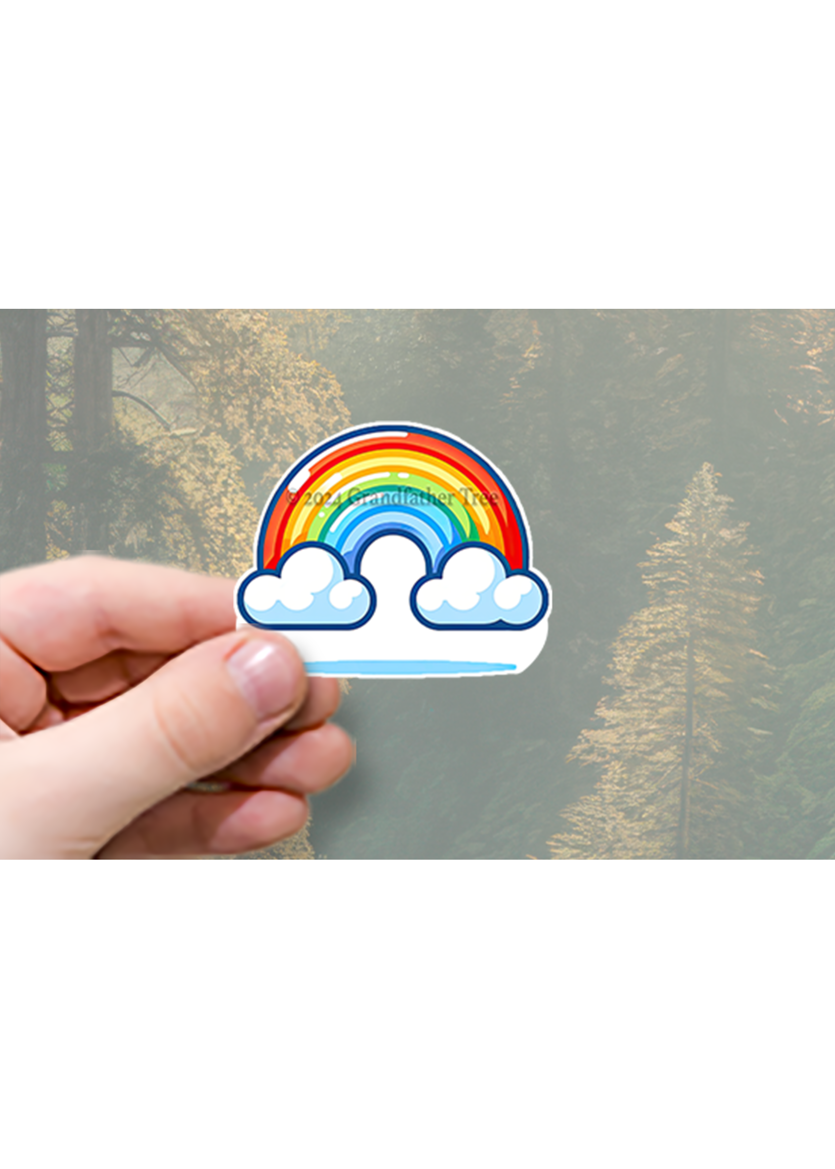 Sticker (Rainbow w/ Clouds) 2"