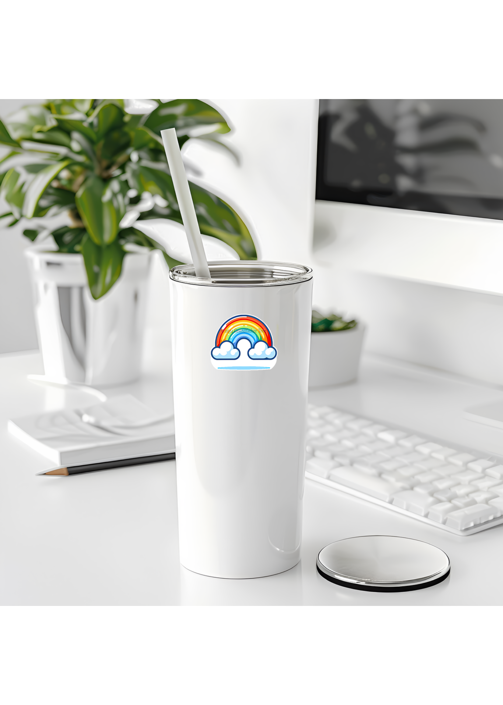 Sticker (Rainbow w/ Clouds) 2"