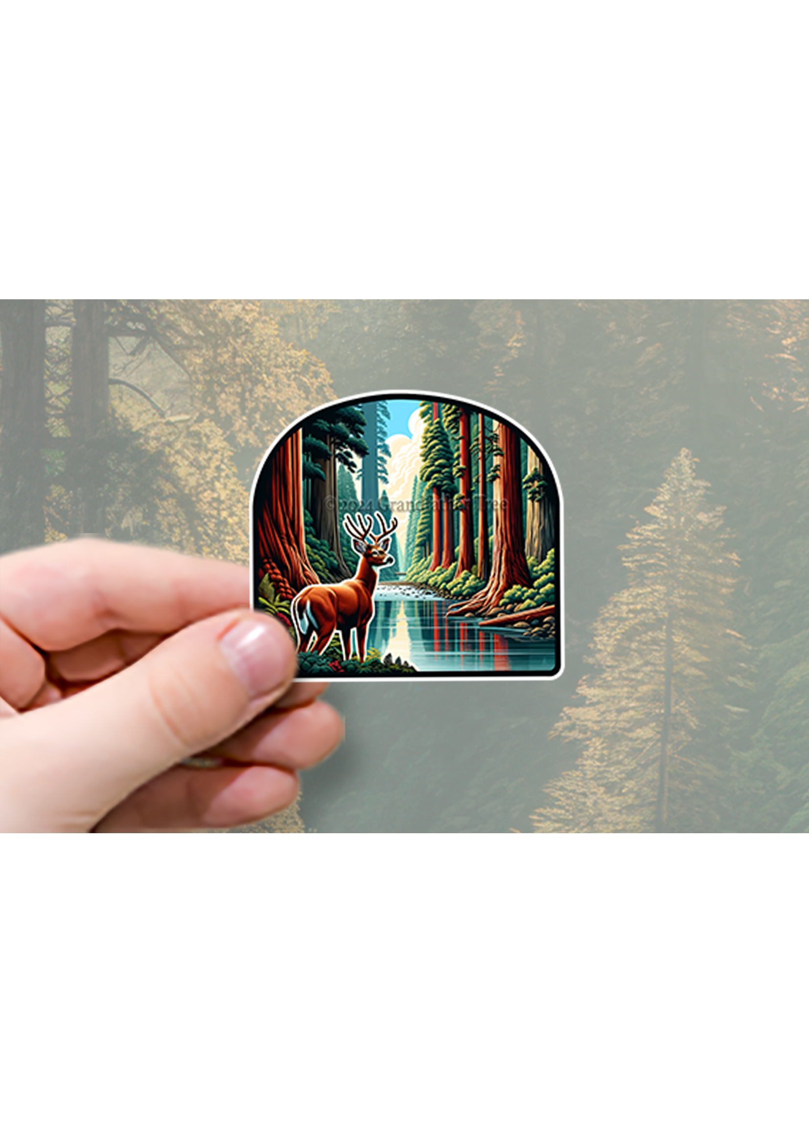 Sticker (Buck at River) 2"