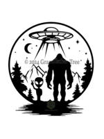 Sticker (Bigfoot w/ Alien) 4"