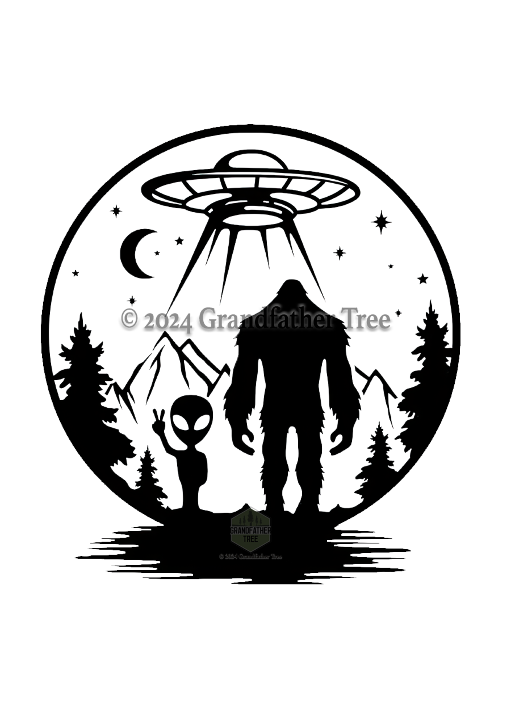 Sticker (Bigfoot w/ Alien) 4"