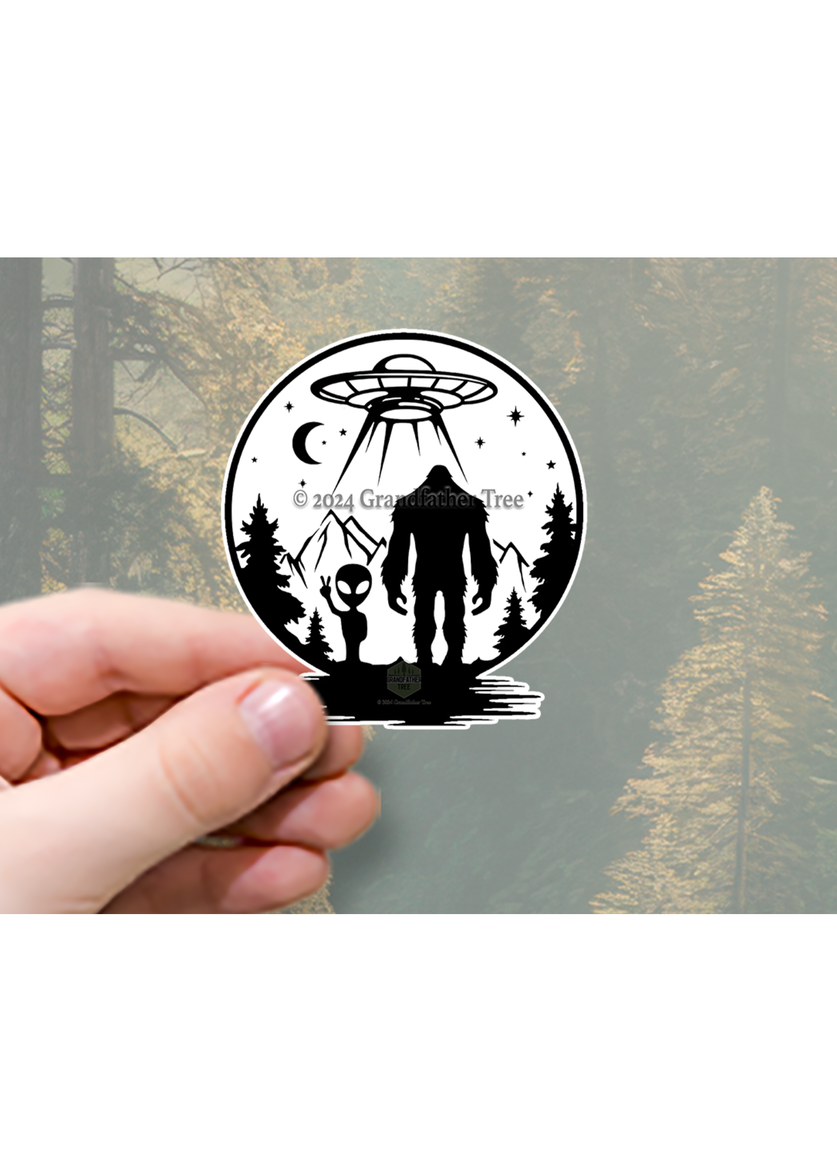 Sticker (Bigfoot w/ Alien) 4"