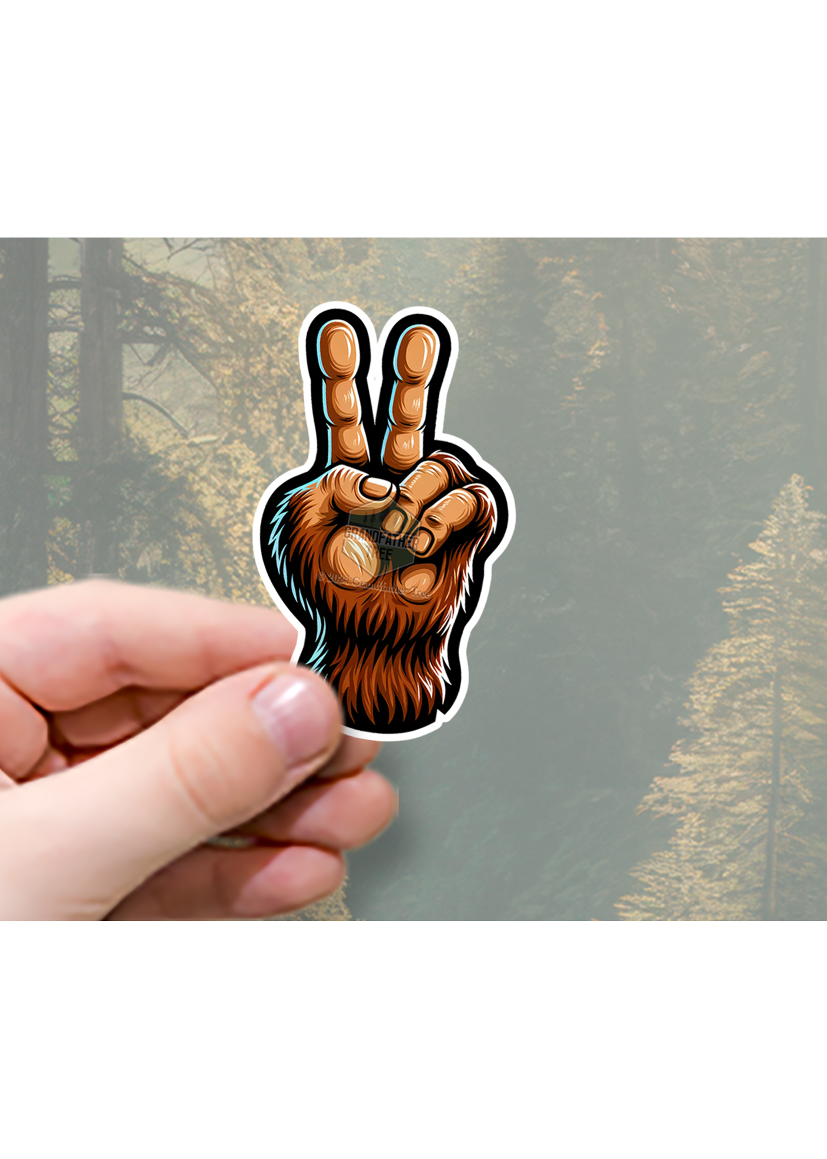 Sticker (Bigfoot Peace Sign) 2"