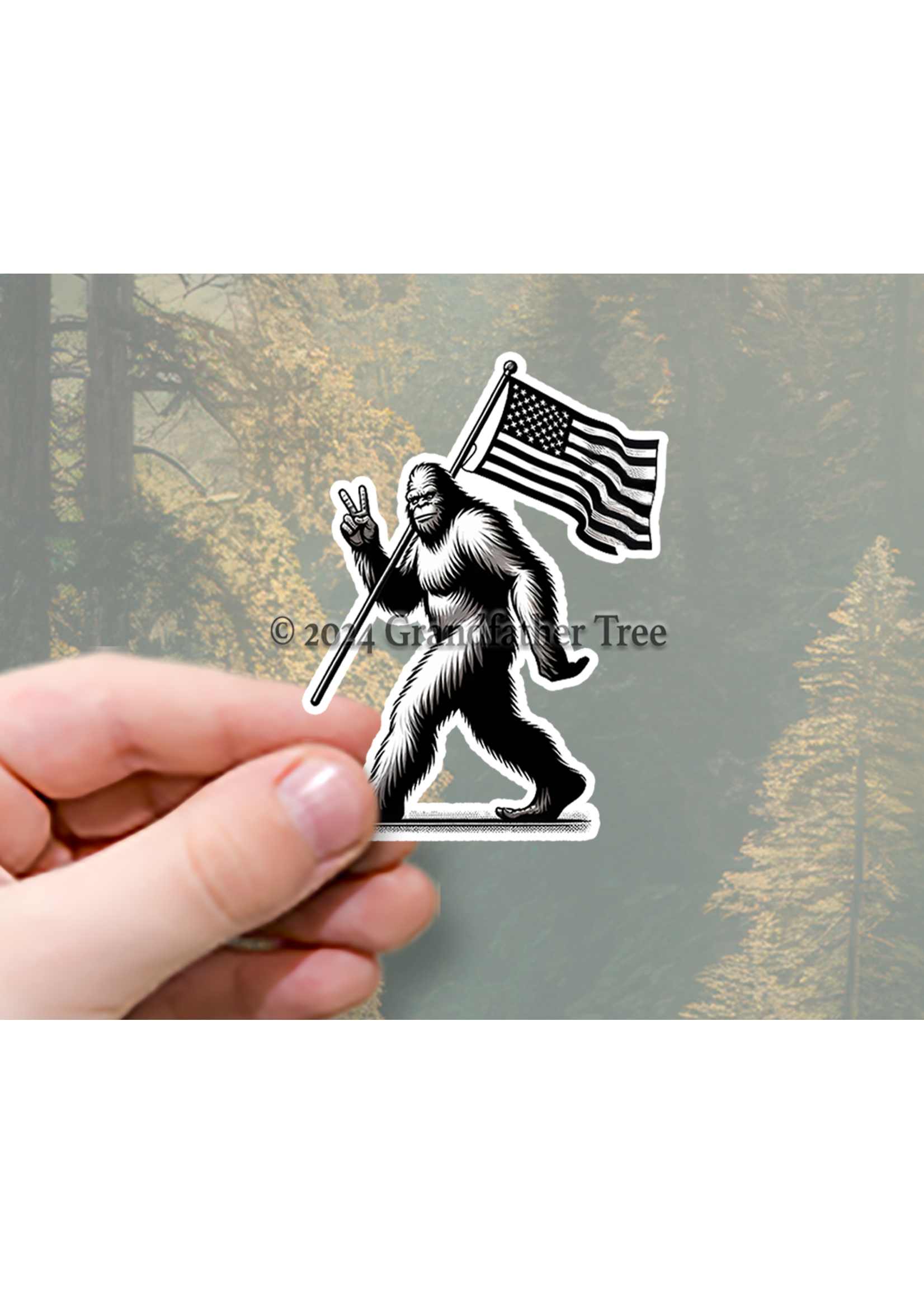 Sticker (Bigfoot Peace Flag) 4"