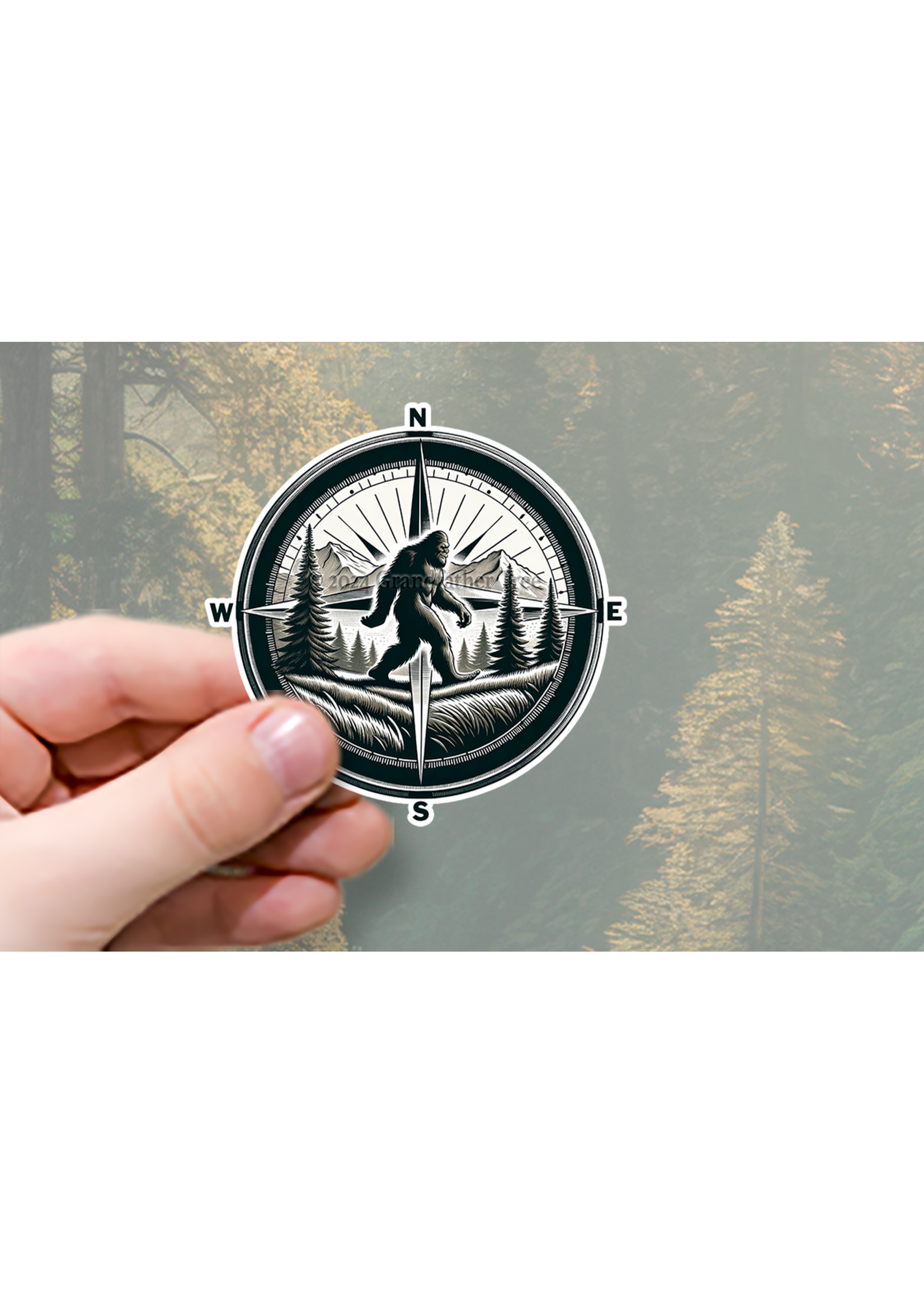 Sticker (Bigfoot Compass) 2"