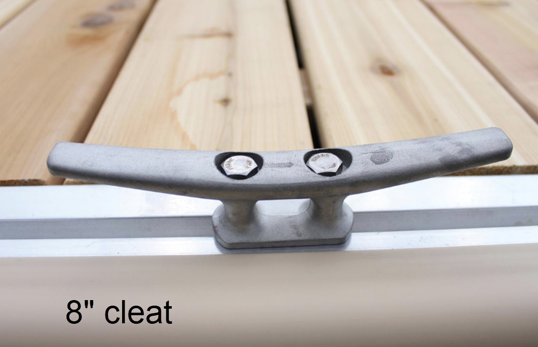 Bertrand Aluminum Dock Cleat 8", 10" or 12" fabricated with stainless