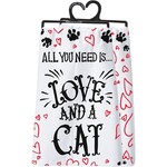 LOVE  AND A CAT DISH TOWEL