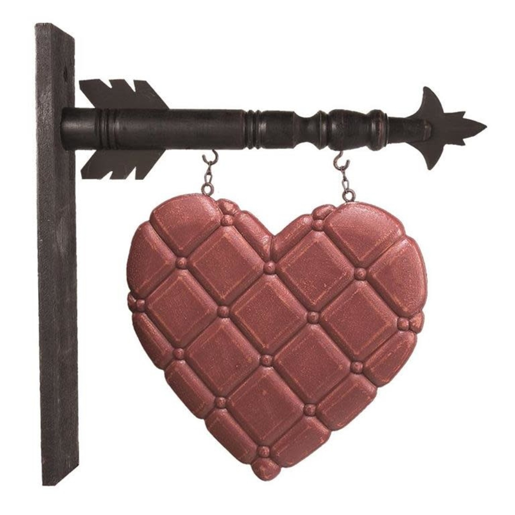 13" RED WOOD CRISS CROSS HEART ARROW