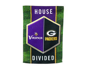 Packers vs. Vikings House Divided Garden Flag