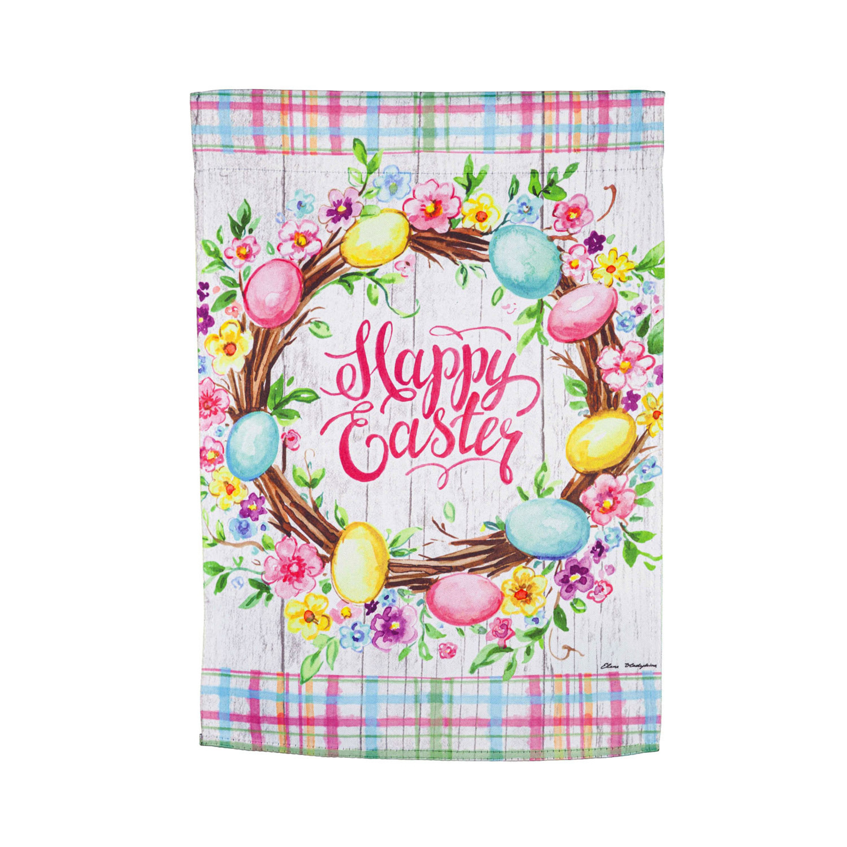 EASTER FLORAL WREATH GRDN FLAG