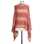 TEXTURED CHENILLE PONCHO - CORAL