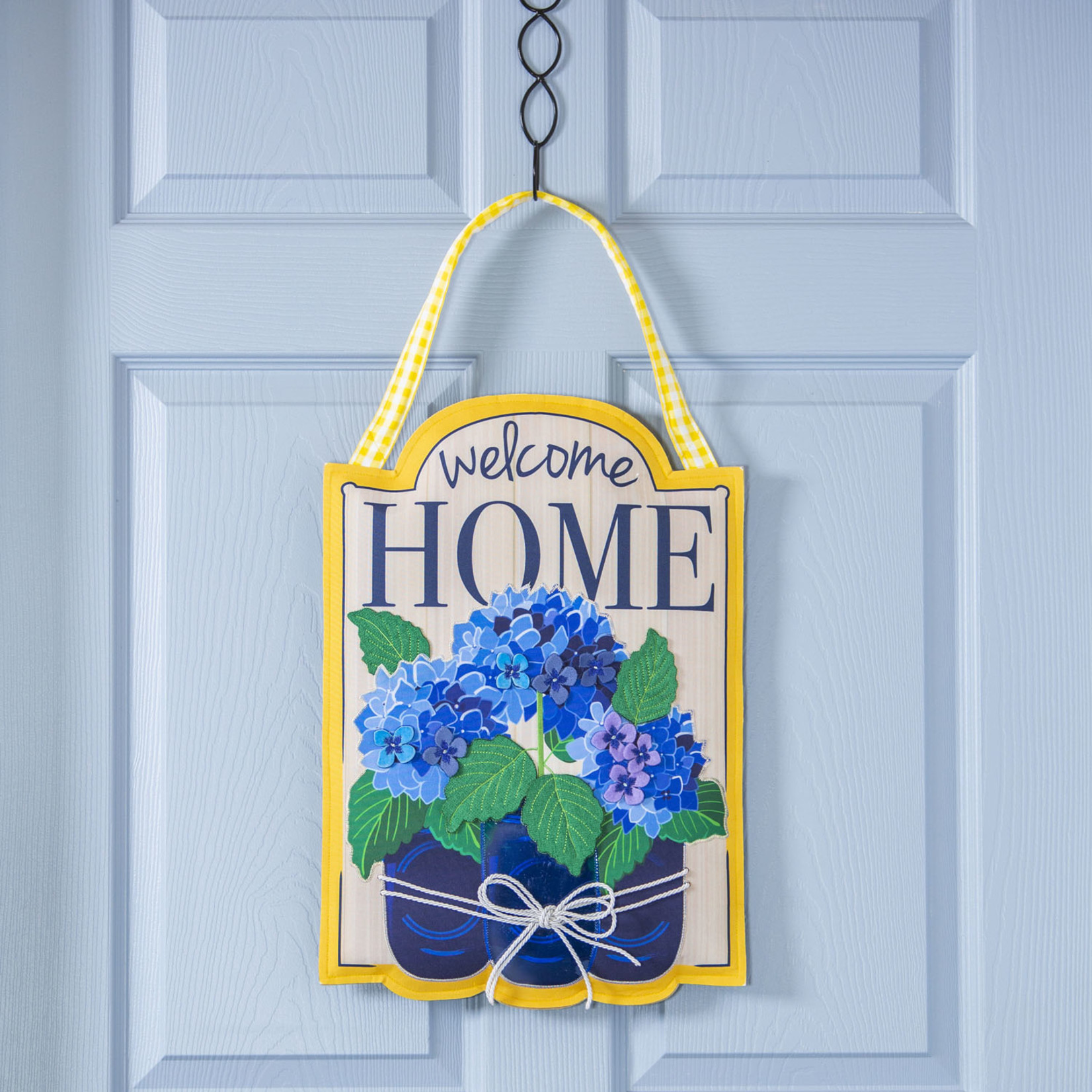 WELCOME HOME HYDRANGEAS DOOR DECOR