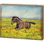 BOX SIGN HORSE IN FIELD