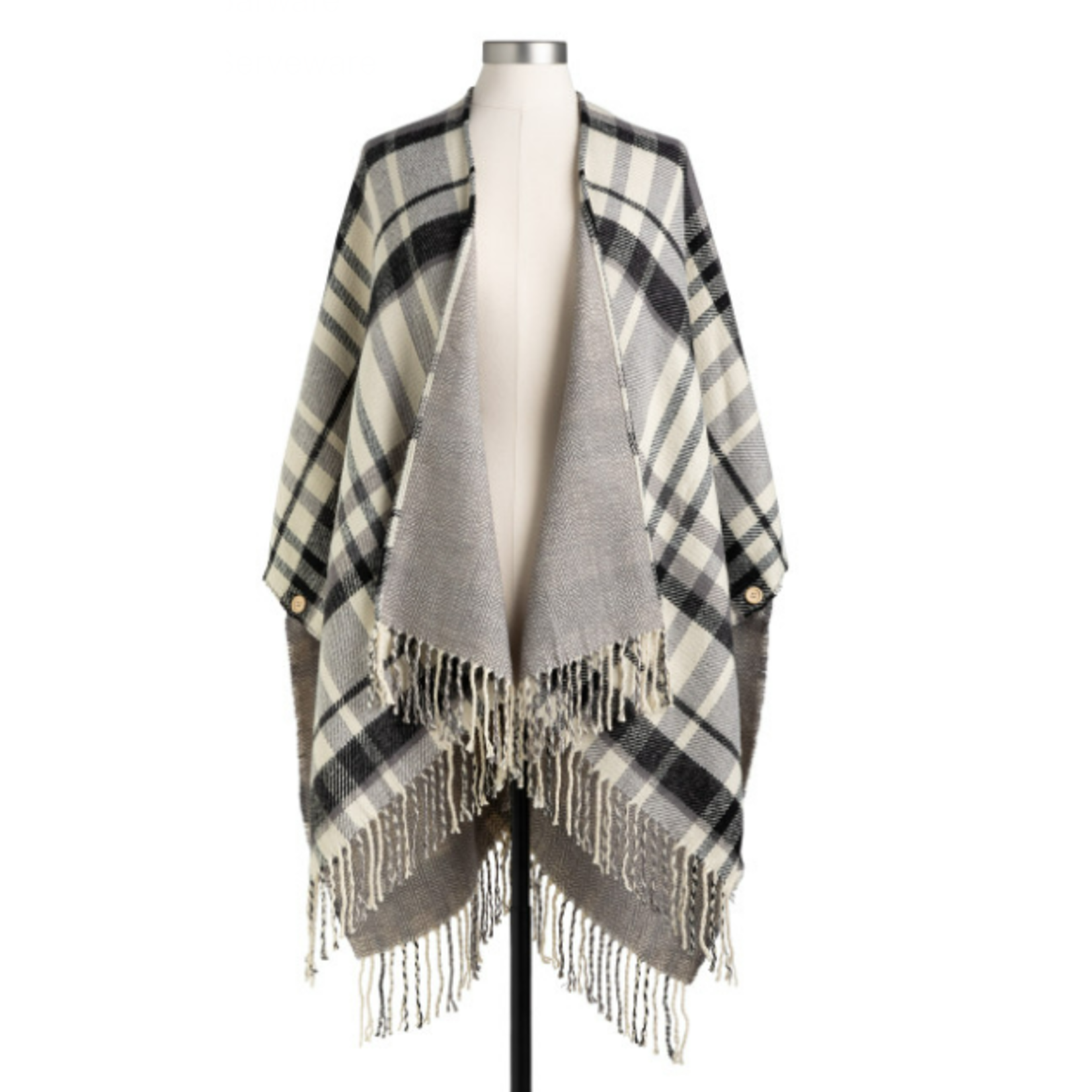 REVERSIBLE PLAID KIMONO IN GRAY/CHARCOAL