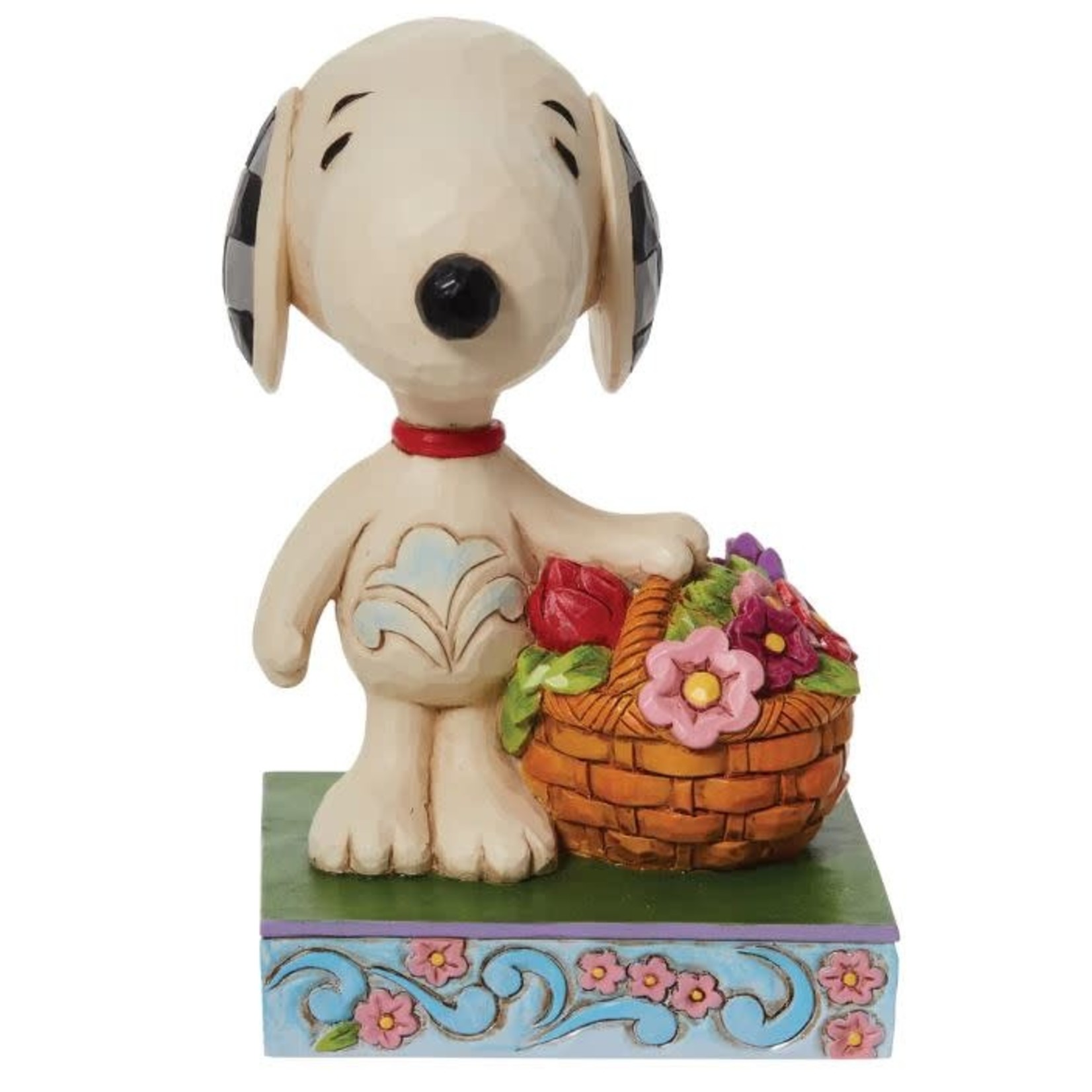 Jim Shore JSPEA SNOOPY W/BASKET OF TULIPS