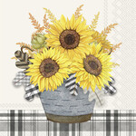 COCKTAIL NAPKIN GINGHAM SUNFLOWERS