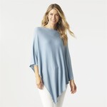 SYLVIA WAFFLE KNIT PONCHO SKY BLUE ONE SIZE