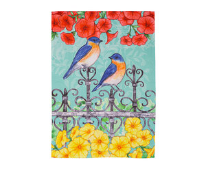 GRDN FLAG TWO BIRDS IN SPRING - Fireside Gift Shops