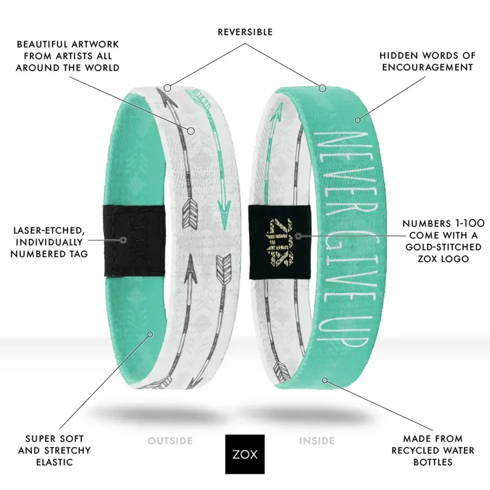 ZOX NEVER GIVE UP BRACELET