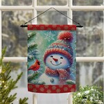 SNOWMAN with CARDINAL FRIEND