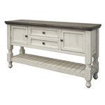 White Wash with Gray Top Sofa Table 2 Drawer 2Door