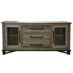 Rustic Brown with Silver Accents Entertainment Center 2 Door, 3 Drawers