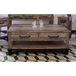Rustic Brown Coffee Table 2 Drawers