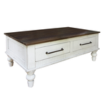 Brown and White Wash Coffee Table 2 Drawer