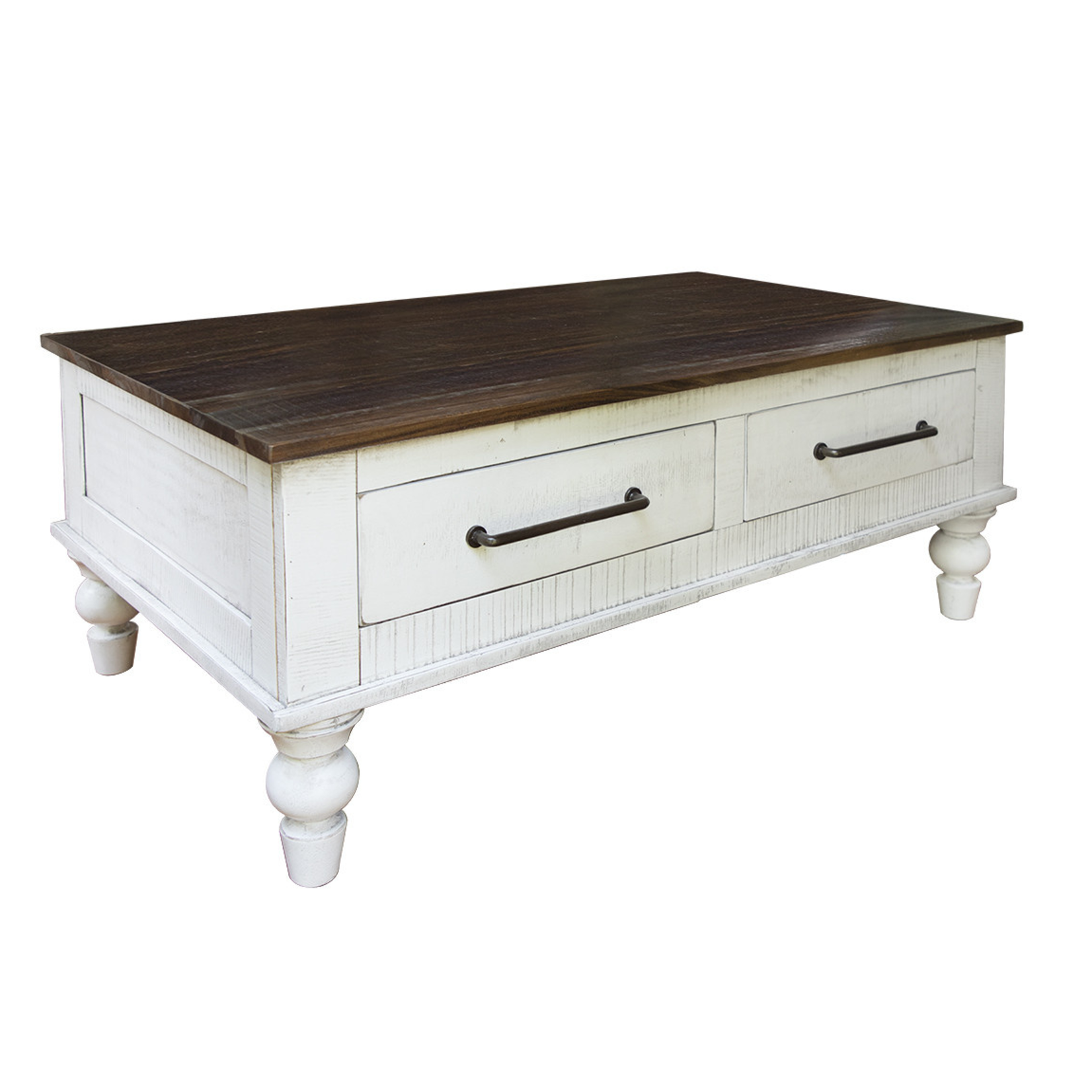 Brown and White Wash Coffee Table 2 Drawer